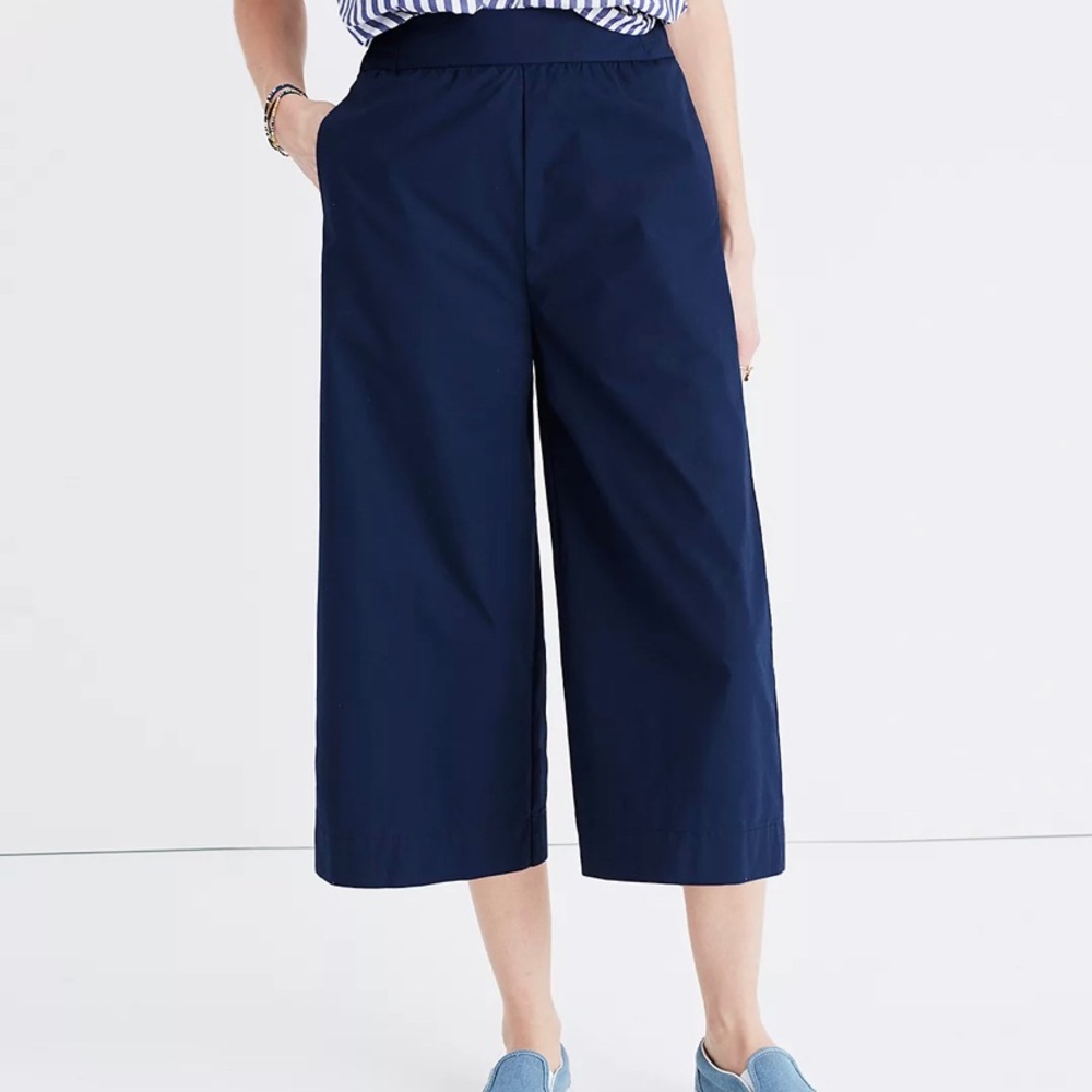 Madewell Navy Wide-Leg Crop Pants